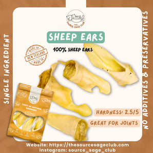 The Source-sage Club Air-Dried New Zealand Sheep Ears For Dogs
