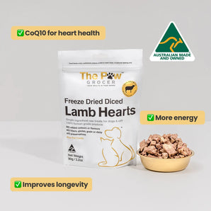 25% OFF: The Paw Grocer Black Label Freeze-Dried Diced Lamb Hearts Treats For Dogs & Cats