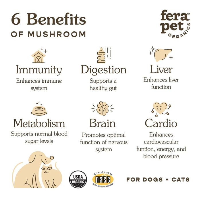 Fera Pet USDA Organic Mushroom Blend Immune Support For Dogs & Cats