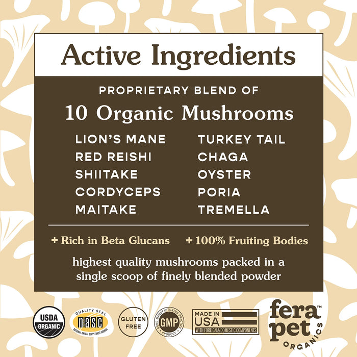 Fera Pet USDA Organic Mushroom Blend Immune Support For Dogs & Cats