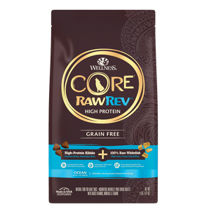 20% OFF: Wellness CORE RawRev Grain-Free Ocean + 100% Raw Fish Recipe Adult Dry Dog Food
