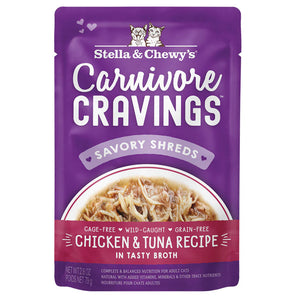 Stella & Chewy's Carnivore Cravings Shreds Pouch Chicken & Tuna Recipe Wet Cat Food