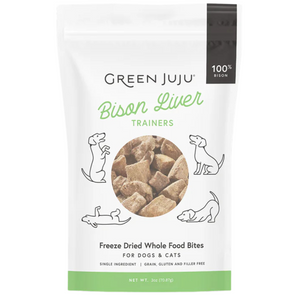 Green Juju Freeze-Dried Raw Bison Liver Trainers Whole Food Bites For Dogs & Cats