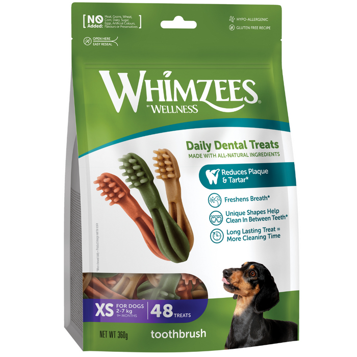 Whimzees Toothbrush X-Small Natural Dental Dog Chews (48Pcs)