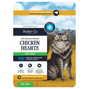 Bailey+Co Freeze-Dried Raw New Zealand Premium Chicken Hearts Cat Treats