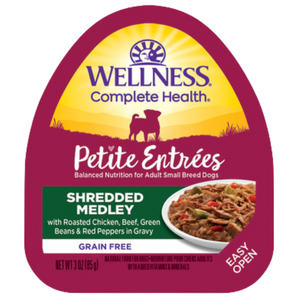 20% OFF: Wellness Grain-Free Small Breed Petite Entrees Shredded Medley Roasted Chicken, Beef, Green Beans & Red Peppers Wet Dog Food
