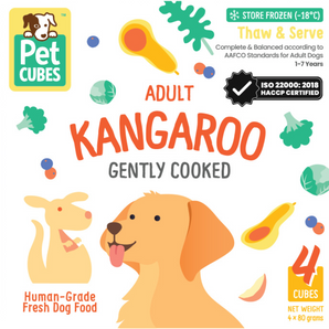 Pet Cubes Premium Complete Gently Cooked Kangaroo Fresh Food For Dogs