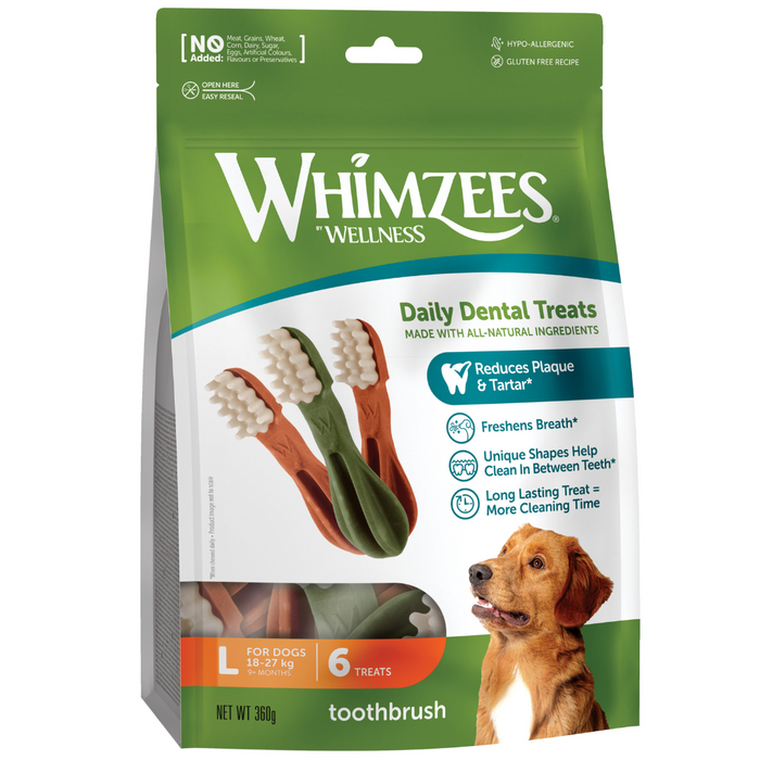 Whimzees Toothbrush Large Natural Dental Dog Chews (6Pcs)