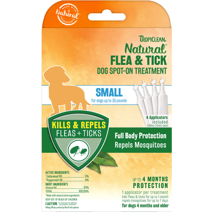 20% OFF: TropiClean Natural* Flea & Tick Spot On Treatment For Small Dogs