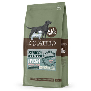 50% OFF: Quattro Freeze-Dried Meat Coated Senior Diet All Breed No Grain With Whitefish & Krill Dry Dog Food