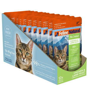 Feline Natural Grain-Free New Zealand Chicken & Lamb Feast Pouch Cat Food (12 Pouches)