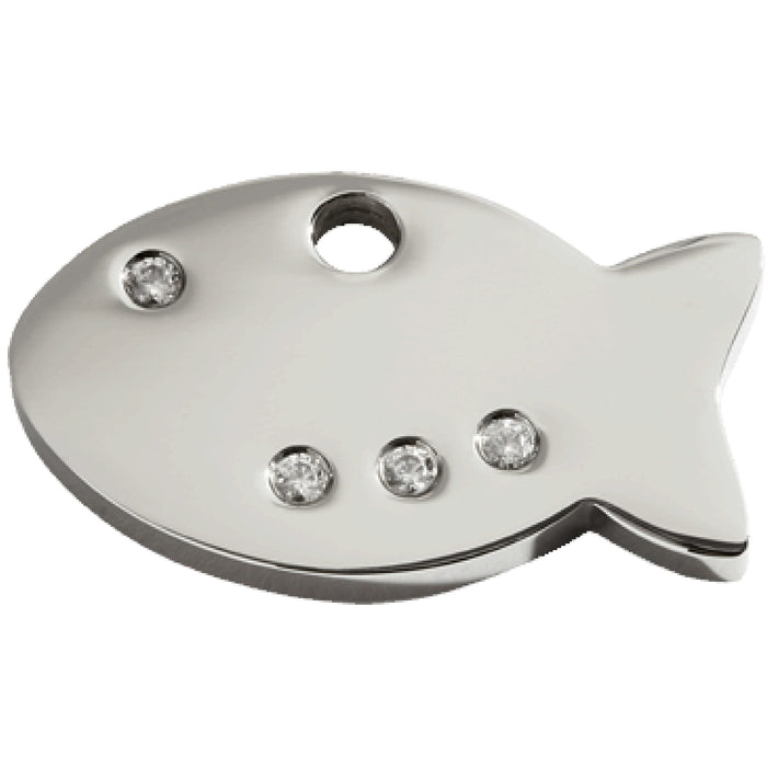 Red Dingo Diamante Polished Stainless Steel Fish Tag