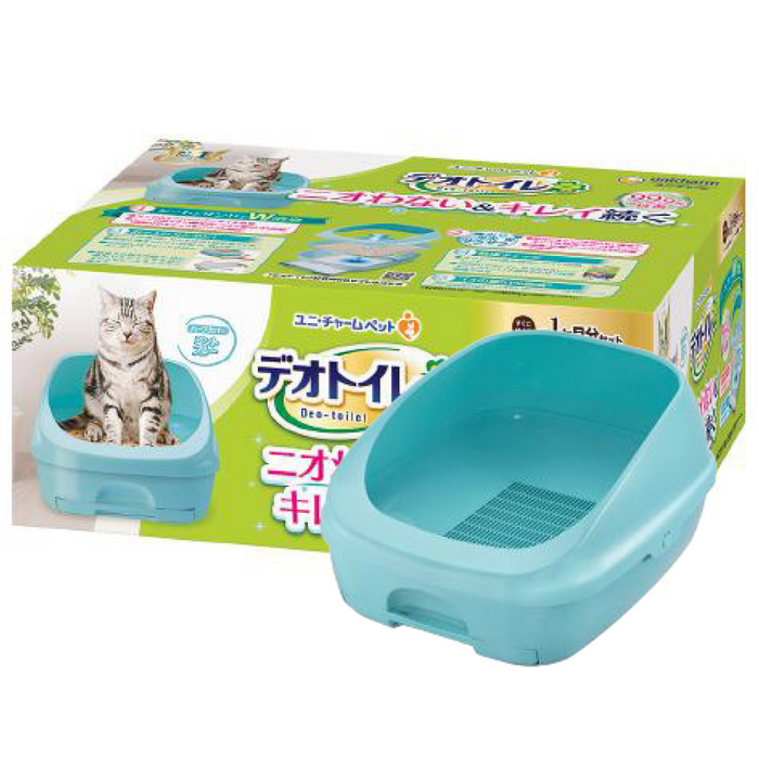10% OFF: Unicharm Mint Blue Half-Cover Cat Litter System House (Litter Box)