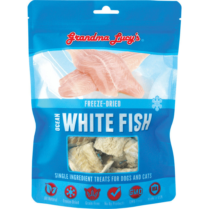 10% OFF:  Grandma Lucy's Freeze Dried Ocean White Fish Dog Treats