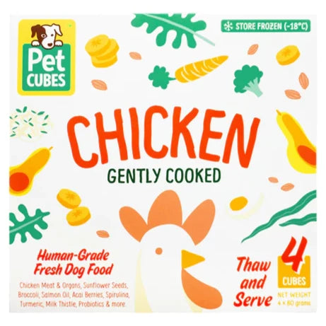 Pet Cubes Complete Gently Cooked Chicken Fresh Food For Dogs (FROZEN)