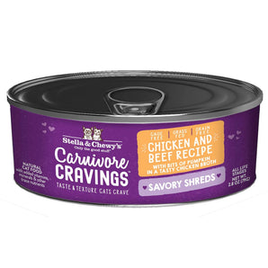 Stella & Chewy's Carnivore Cravings Savory Shreds Chicken & Beef Recipe In Broth Wet Cat Food