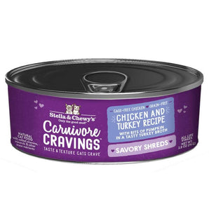 Stella & Chewy's Carnivore Cravings Savory Shreds Chicken & Turkey Recipe In Broth Wet Cat Food