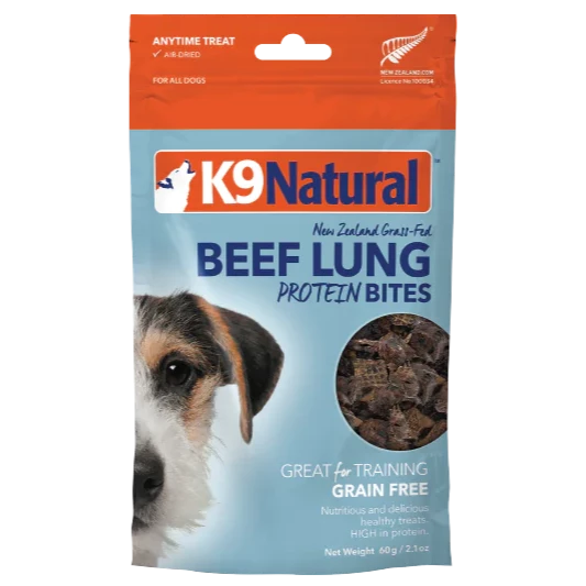 K9 Natural Air Dried New Zealand Grass-Fed Beef Lung Protein Bites For Dogs