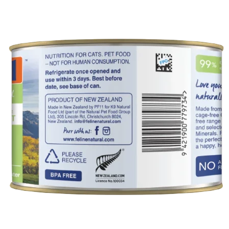 Feline Natural Grain Free New Zealand Chicken & Lamb Feast Wet Cat Food (12 Cans)