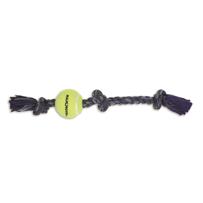 Mammoth Flossy Chews Denim Rope Tug With Tennis Ball Toy For Dogs