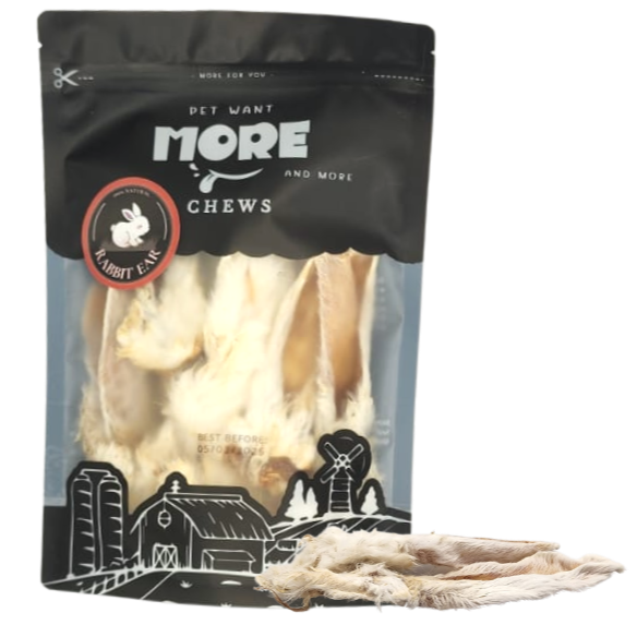 MORE Air Dried Rabbit Ears Chews Treats For Dogs