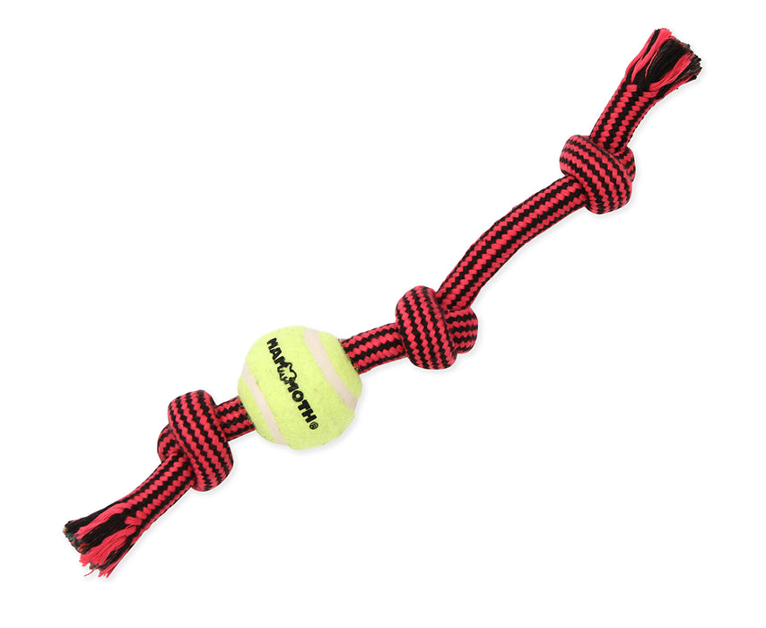 Mammoth Flossy Chews Extra Premium Extra 3 Knots Tugs With Tennis Ball Toy For Dogs (Assorted Colour)