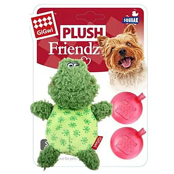 GiGwi Plush Friendz Frog With Refillable Squeaker Plush Toy For Dogs