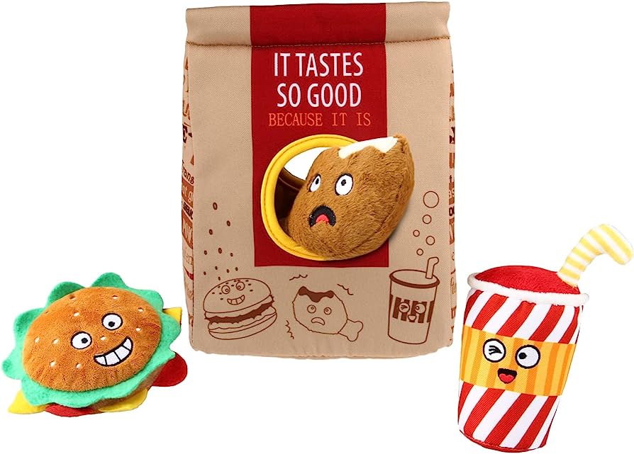GiGwi Hide N' Seek Fast Food Bag Plush Toy For Dogs