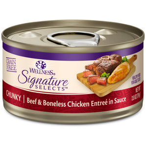 20% OFF: Wellness Signature Selects Grain-Free Chunky Beef & Boneless Chicken Entree In Sauce Wet Cat Food