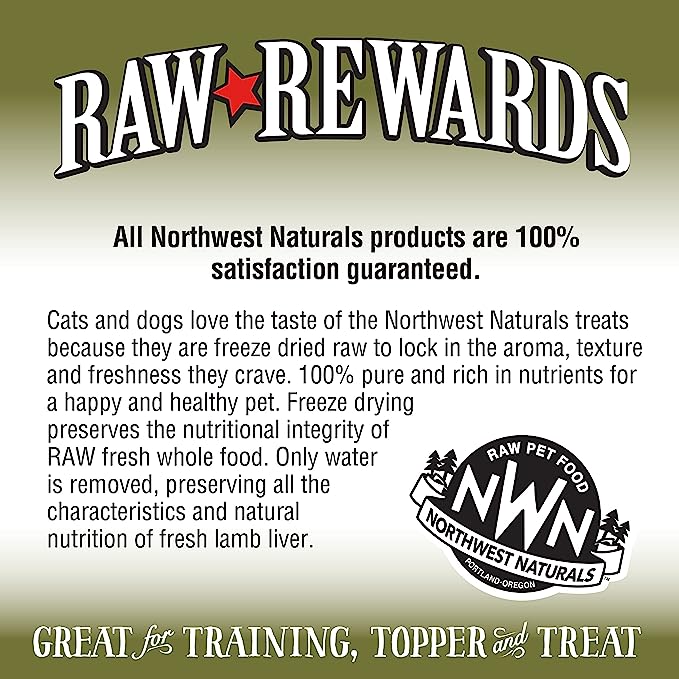 20% OFF: Northwest Naturals Raw Rewards Freeze Dried Lamb Liver Treats For Dogs & Cats