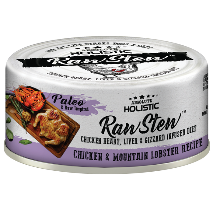 40% OFF: Absolute Holistic Rawstew Chicken & Mountain Lobster Recipe Wet Can Food For Dogs & Cats (24 Cans)