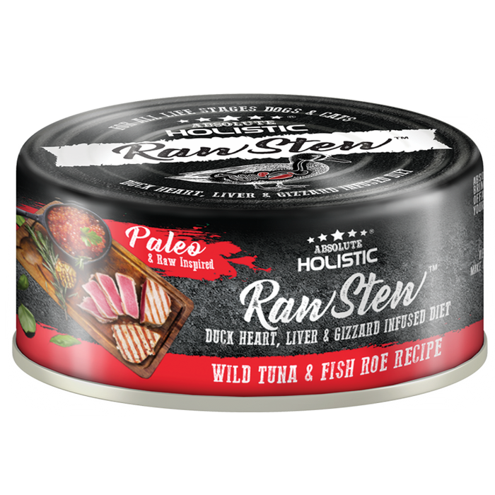 40% OFF: Absolute Holistic Rawstew Wild Tuna & Fish Roe Recipe Wet Can Food For Dogs & Cats (24 Cans)