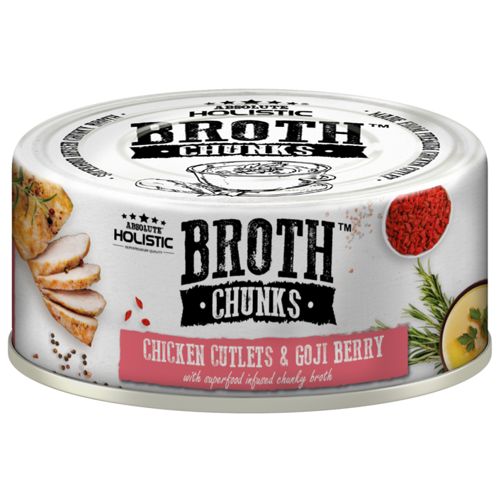 40% OFF: Absolute Holistic Broth Chunks Chicken Cutlets & Goji Berry Recipe Wet Can Food For Dogs & Cats (24 Cans)