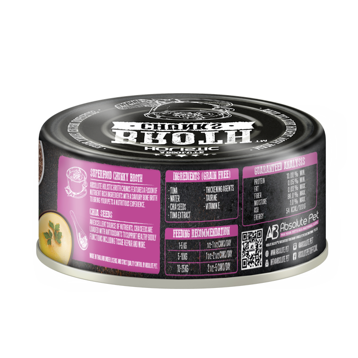 40% OFF: Absolute Holistic Broth Chunks Tuna Thick Cuts & Goji Berry Recipe Wet Can Food For Dogs & Cats (24 Cans)