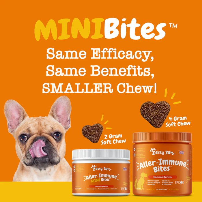 15% OFF: Zesty Paws Aller-Immune Mini Bites™ (For Seasonal Allergies, Immune Function + Sensitive Skin & Gut Health)  Lamb Flavour Soft Chews For Small Dogs