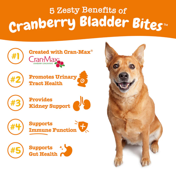 15% OFF: Zesty Paws Cranberry Bladder Bites (Kidney, Bladder & Urinary Tract (UT) Support) Chicken Flavour Functional Supplement Soft Chews For Dogs
