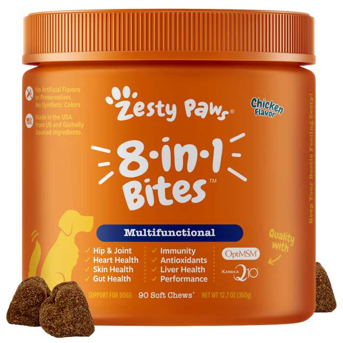 15% OFF: Zesty Paws 8-in-1 Multifunctional Bites Chicken Flavour Soft Chews For Dogs
