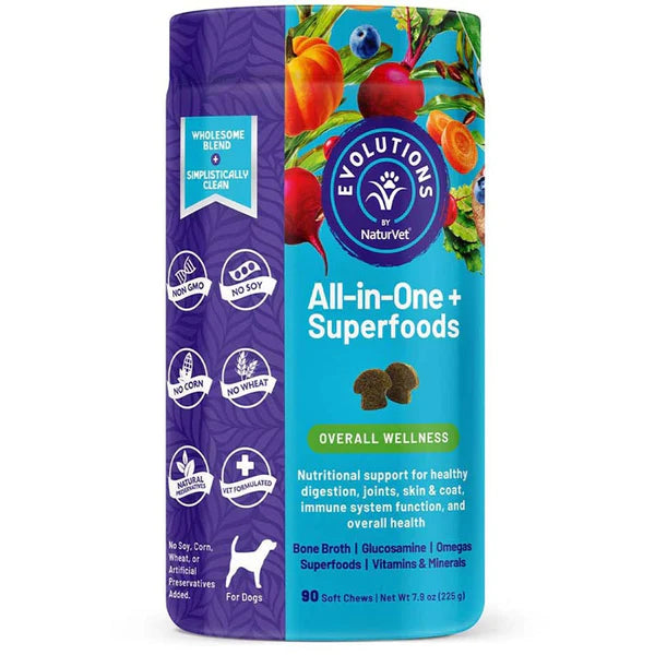 20% OFF: NaturVet Evolutions All-In-One Superfood (Overall Wellness) Soft Chews For Dogs
