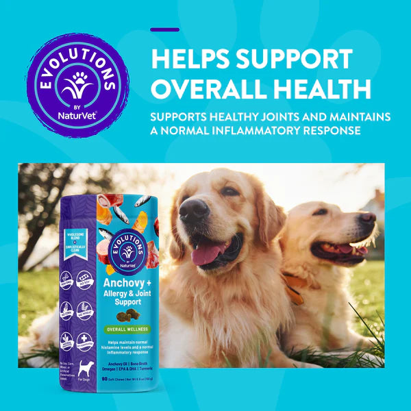 20% OFF: NaturVet Evolutions Anchovy + Allergy & Joint Support (Overall Wellness) Soft Chews For Dogs