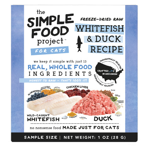 The Simple Food Project Freeze Dried Raw Whitefish & Duck Recipe For Cats