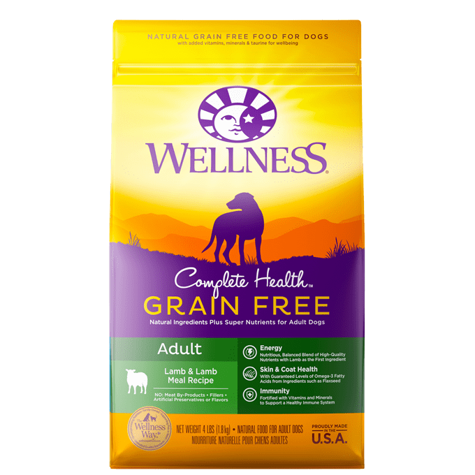 20% OFF + FREE WET FOOD: Wellness Complete Health Grain Free Lamb & Lamb Meal Adult Recipe Dry Dog Food