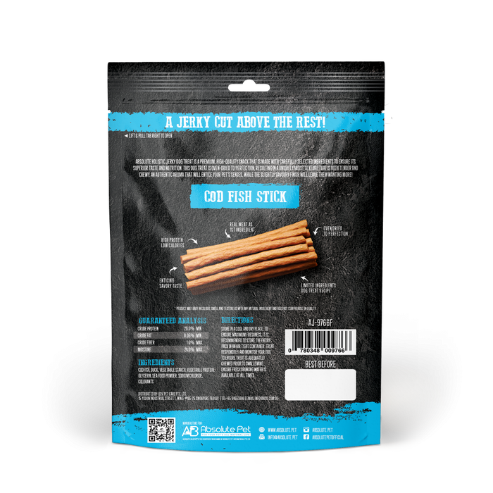 20% OFF: Absolute Holistic Oven Dried Cod Fish Loin Stick Jerky Dog Treats