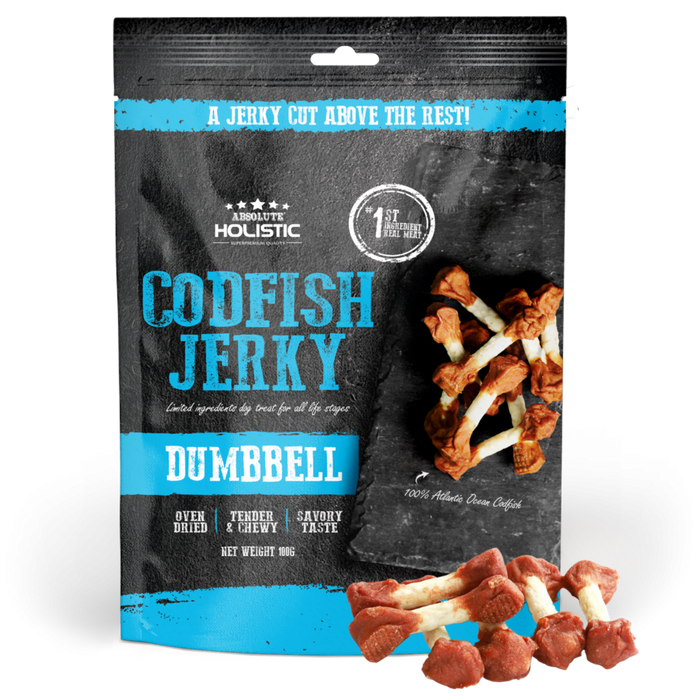 20% OFF: Absolute Holistic Oven Dried Cod Fish Dumbbell Jerky Dog Treats