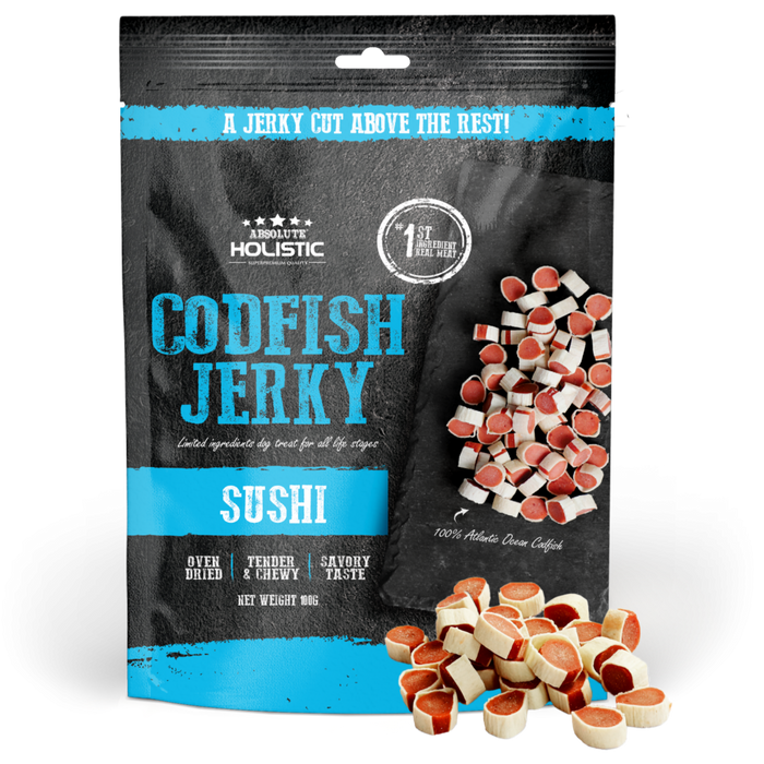 20% OFF: Absolute Holistic Oven Dried Cod Fish & Whitefish Sushi Jerky Dog Treats