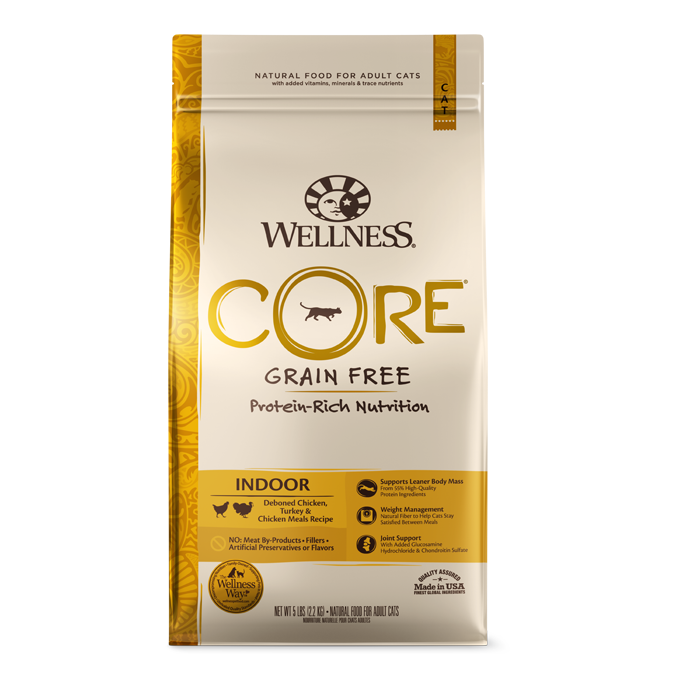 20% OFF: Wellness CORE Grain Free Indoor Adult (Deboned Chicken, Turkey & Chicken Meals) Recipe Dry Cat Food