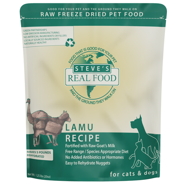 Steve's Real Food Freeze Dried Lamu Nuggets Diet For Dogs & Cats