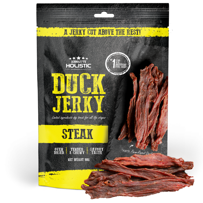 20% OFF: Absolute Holistic Oven Dried Duck Steak Jerky Dog Treats