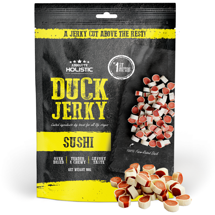 20% OFF: Absolute Holistic Oven Dried Duck & Whitefish Sushi Jerky Dog Treats