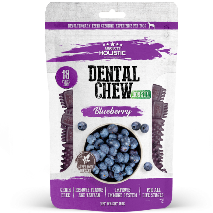 40% OFF: Absolute Holistic Superfood Infused Blueberry Dental Chews Value Pack For Dogs