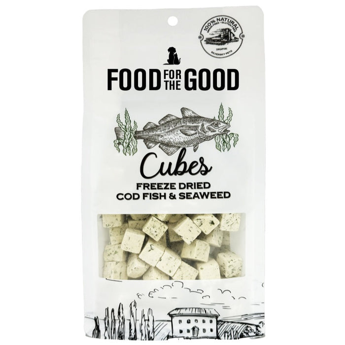 25% OFF: Food For The Good Freeze Dried Codfish & Seaweed Cubes Treats For Dogs & Cats
